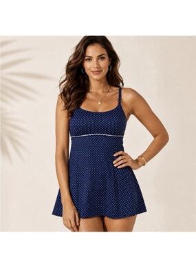 L.L. Bean Navy with White Polka Dot Swimwear